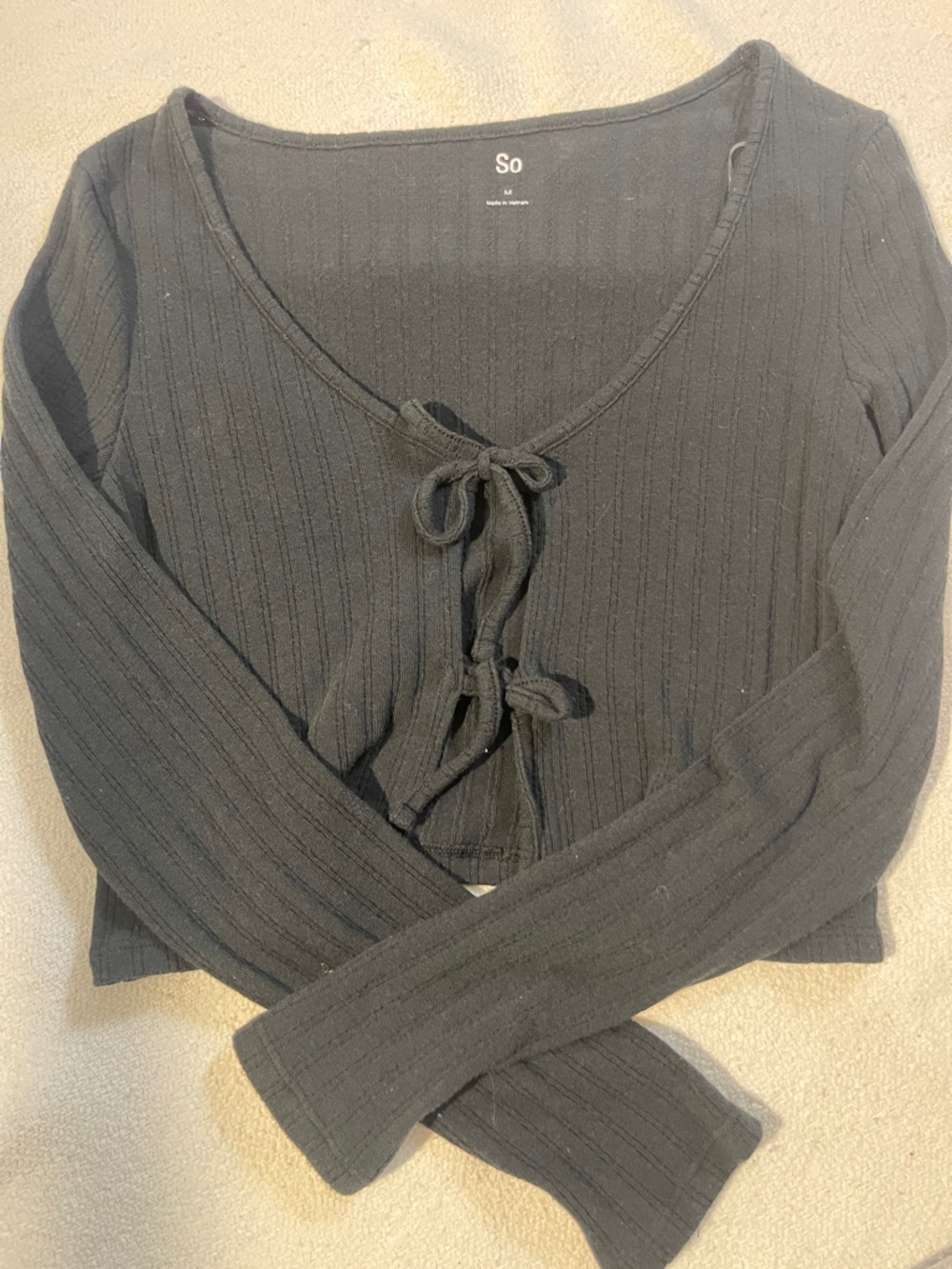 SO Black Ribbed Tie  Sweater